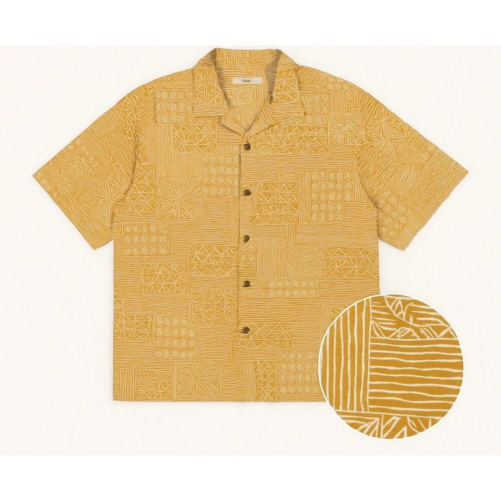 Tommy Bahama Men’s XL Silk Camp Shirt Tribal Print Orange White